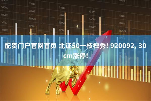 配资门户官网首页 北证50一枝独秀! 920092, 30cm涨停!
